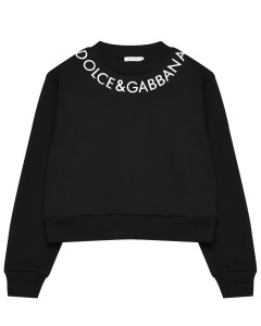Свитшот с вышитым логотипом DG на воротнике, черный Dolce&Gabbana