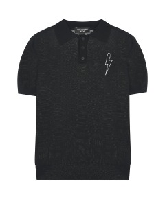 Черная футболка-поло с вышивкой "молния" Neil Barrett