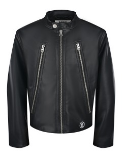 Черная куртка из эко-кожи MM6 Maison Margiela