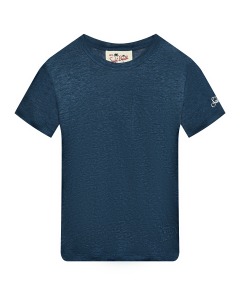 Льняная футболка с накладным карманом, синяя Saint Barth