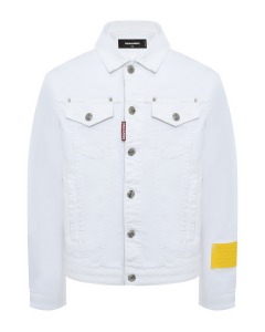 Куртка джинсовая с логотипом на спине, белая Dsquared2