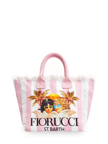 Пляжная сумка из хлопка с принтом Fiorucci и бахромой