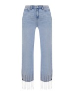 Укороченные джинсы из легкого денима с мерцающими подвесками